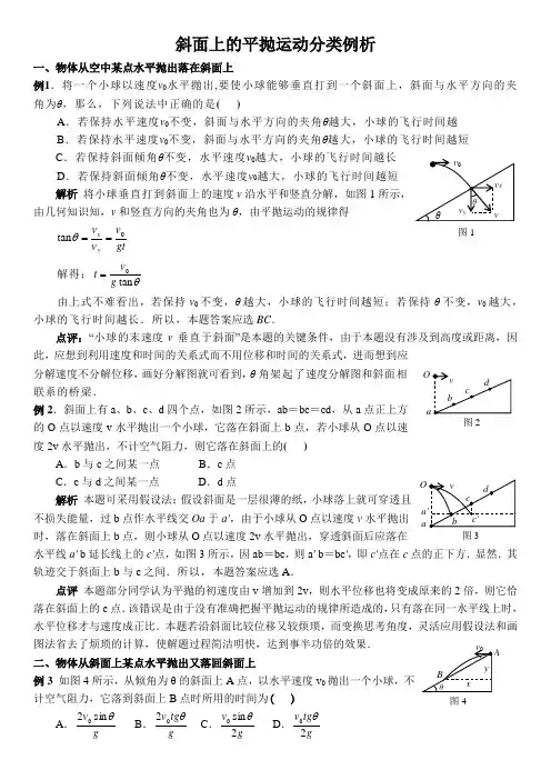 斜面上的平抛运动分类例析