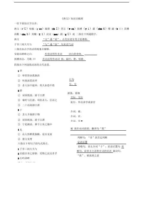 渔父文言知识点实用版
