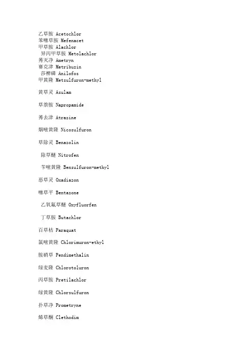 农药名大全