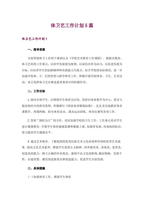 体卫艺工作计划5篇