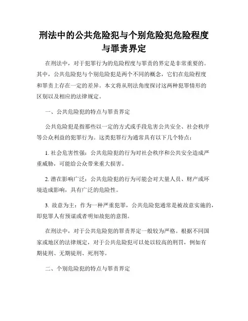 刑法中的公共危险犯与个别危险犯危险程度与罪责界定
