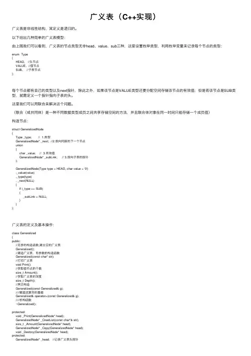 广义表（C++实现）