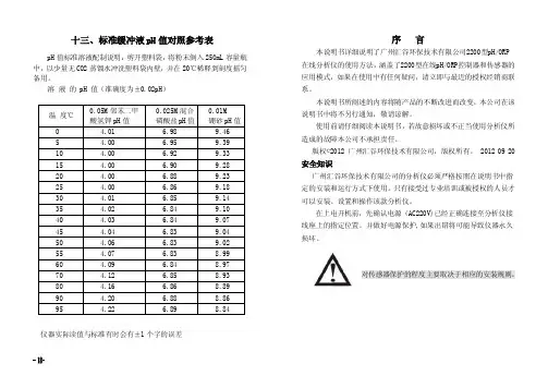 十三、标准缓冲液pH值对照参考表