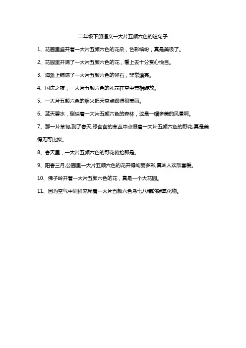 二年级下册语文一大片五颜六色的造句子