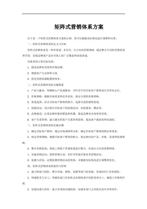 矩阵式营销体系方案