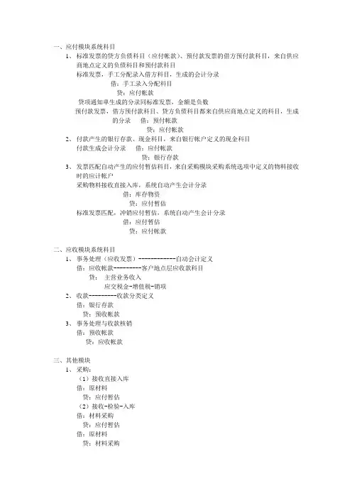 子模块会计分录