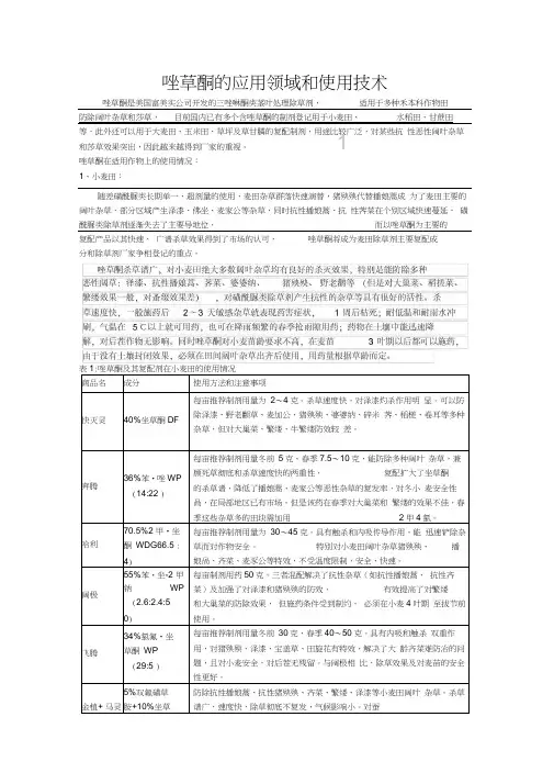 唑草酮的应用领域和使用技术