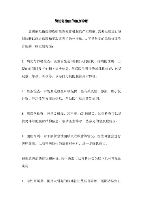 简述急腹症的鉴别诊断