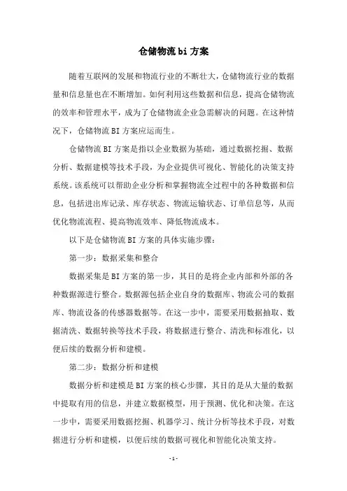仓储物流bi方案