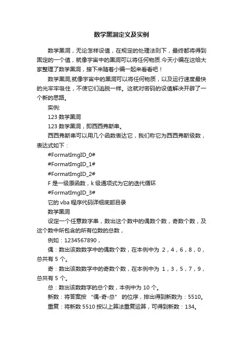 数学黑洞定义及实例