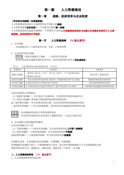 人力资源管理师二级知识点整理