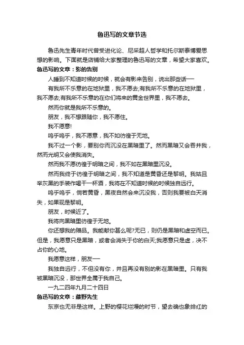 鲁迅写的文章节选
