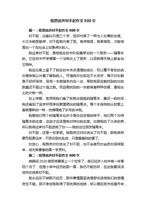 我想说声对不起作文500字