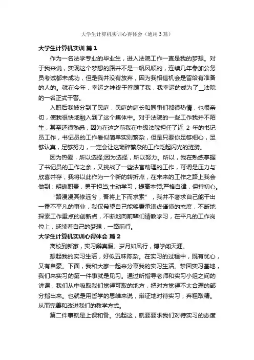 大学生计算机实训心得体会（通用3篇）