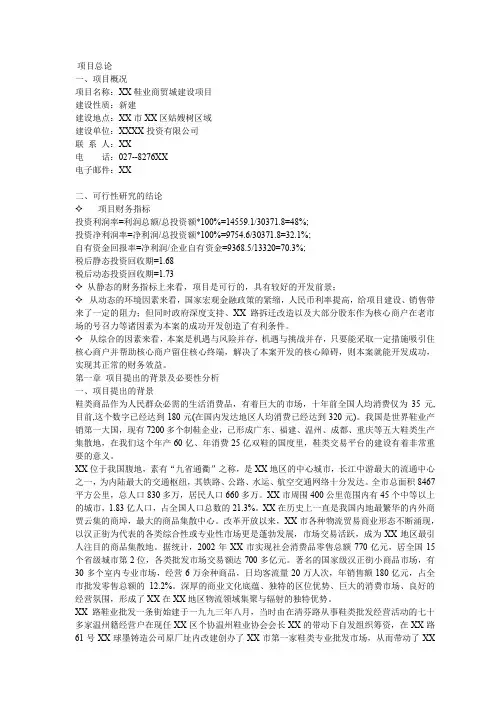 商贸城可行性研究报告