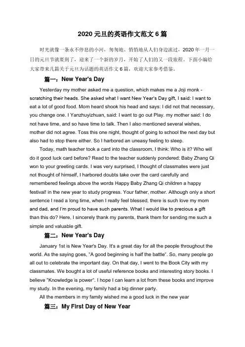 2020元旦的英语作文范文6篇
