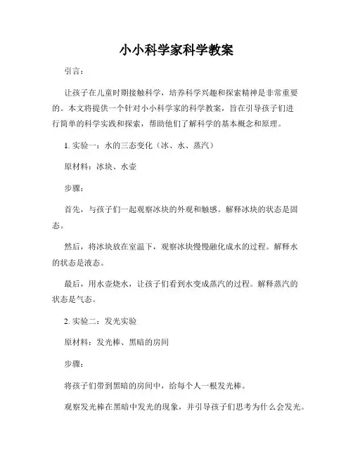 小小科学家科学教案