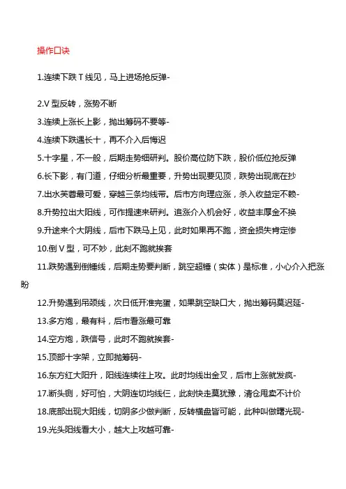 现货操作口诀