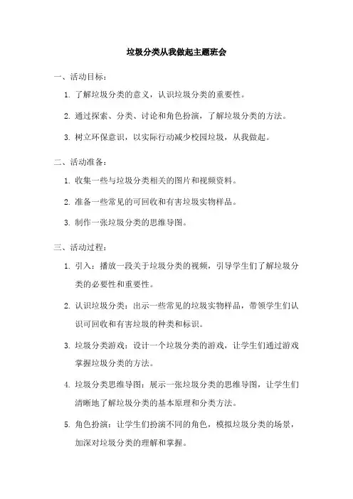 垃圾分类从我做起主题班会