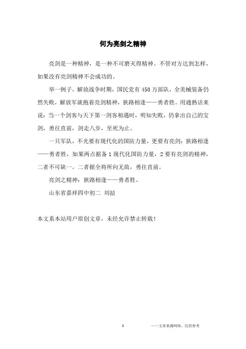 何为亮剑之精神_初中生