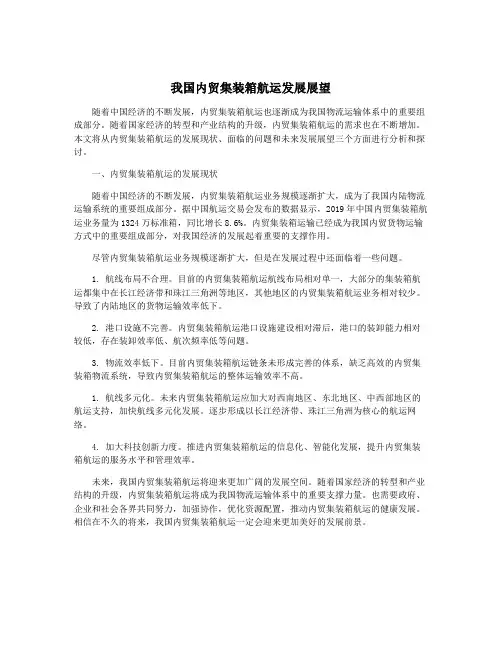 我国内贸集装箱航运发展展望