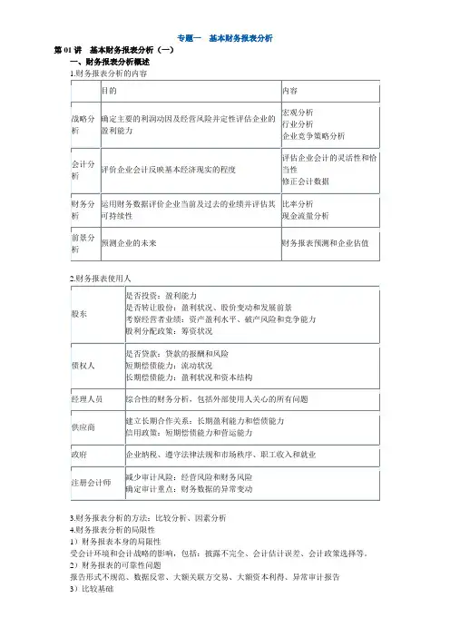 专题一 基本财务报表分析