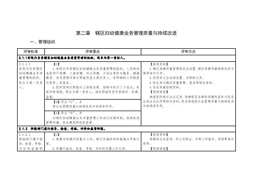 妇幼二甲任务分解第二章辖区妇幼健康业务管理质量与持续改进