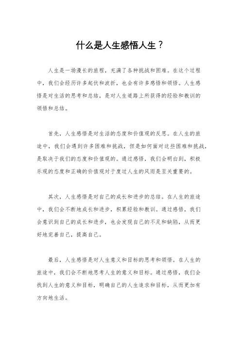 什么是人生感悟人生？