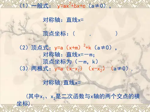 二次函数知识点复习PPT课件