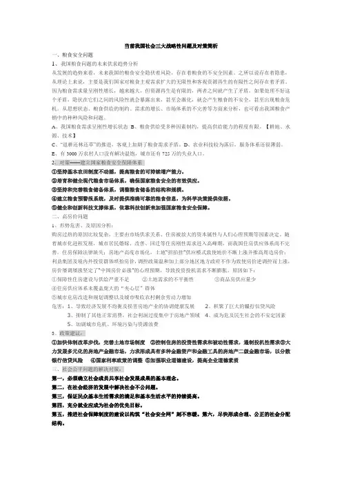当前我国社会三大战略性问题及对策简析