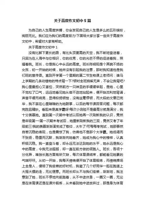 关于高度作文初中5篇