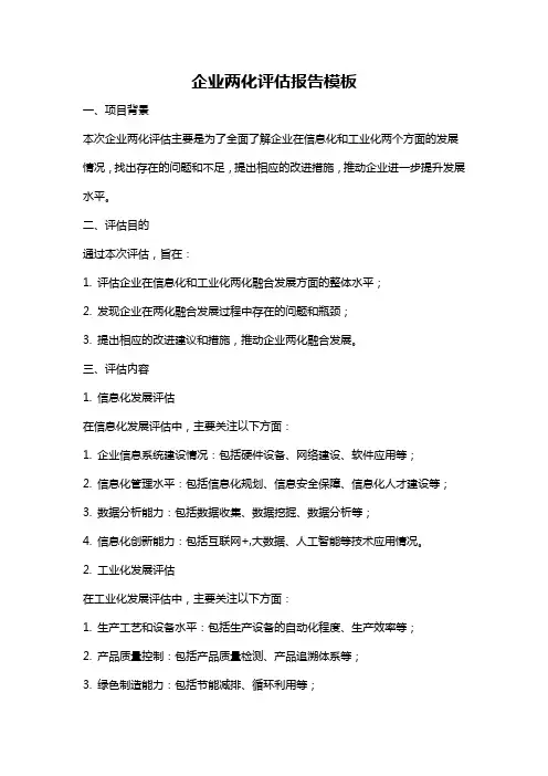 企业两化评估报告模板