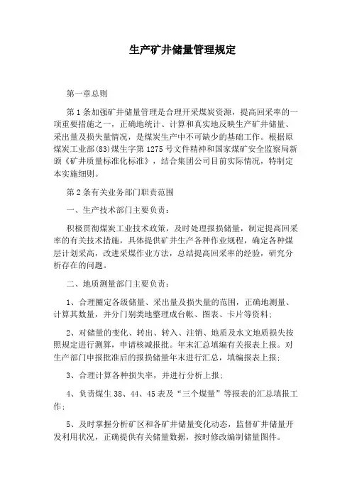 生产矿井储量管理规定