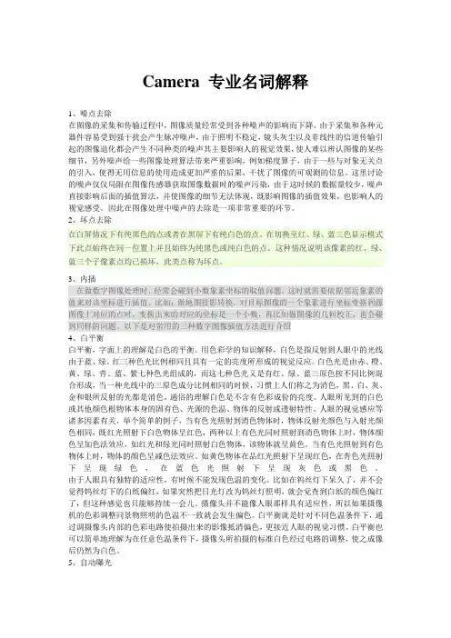 Camera 专业名词解释