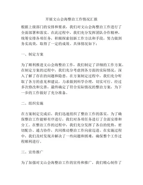 开展文山会海整治工作情况汇报
