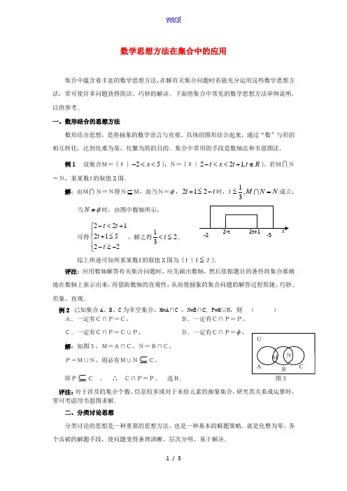 高考数学复习点拨 数学思想方法在集合中的应用