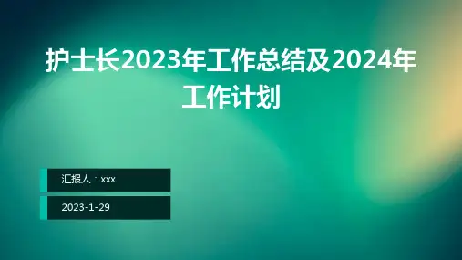 护士长2023年工作总结及2024年工作计划ppt课件