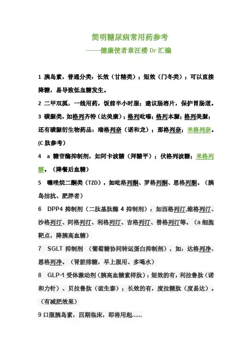 章Dr 简明糖尿病常用药