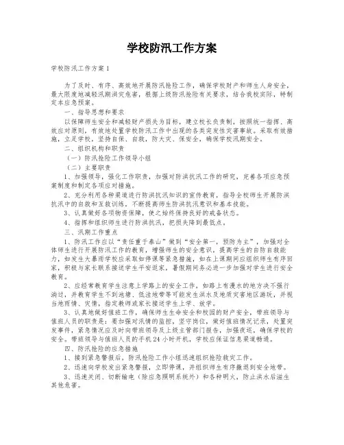 学校防汛工作方案
