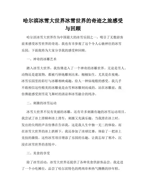 哈尔滨冰雪大世界冰雪世界的奇迹之旅感受与回顾