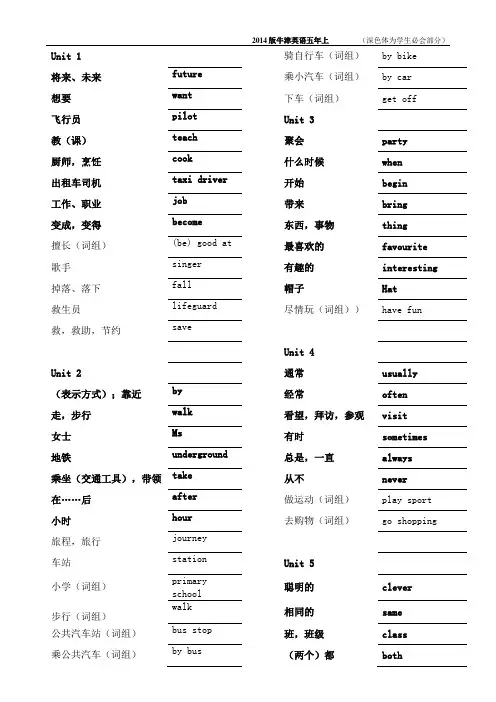 (word完整版)版牛津英语五年上册单词表