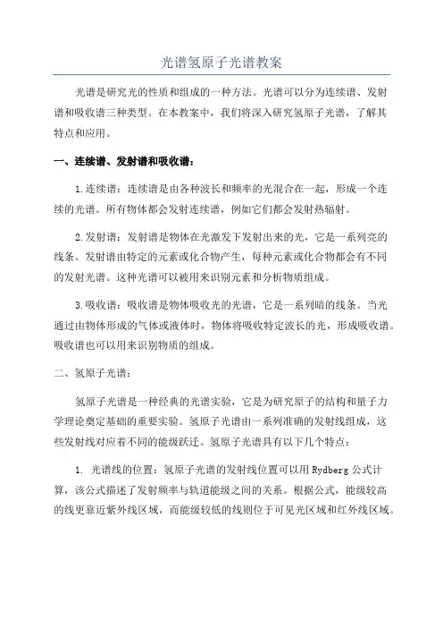 光谱氢原子光谱教案
