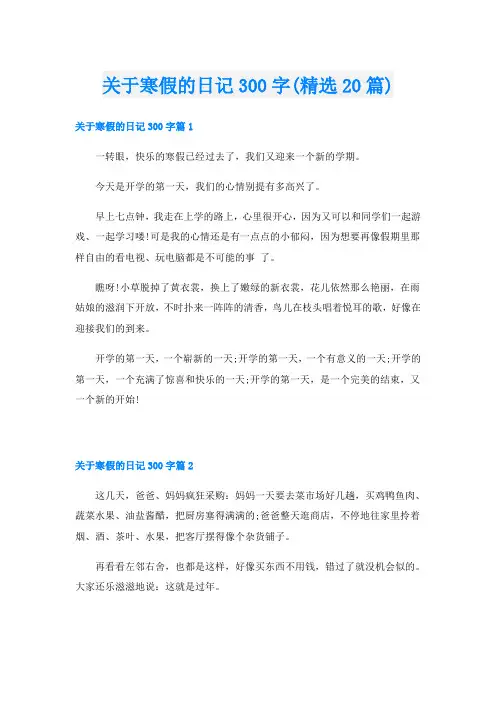 关于寒假的日记300字(精选20篇)
