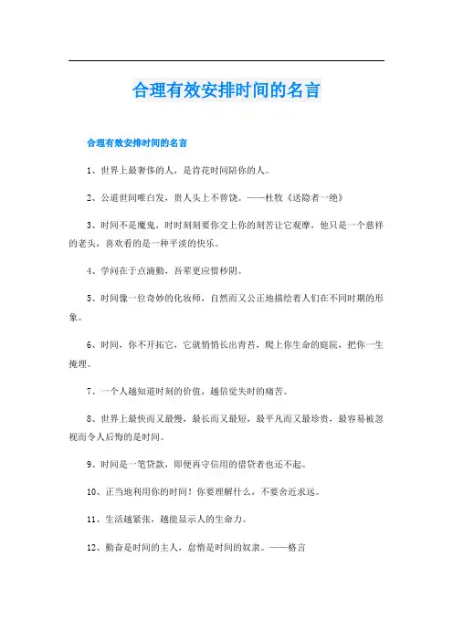 合理有效安排时间的名言