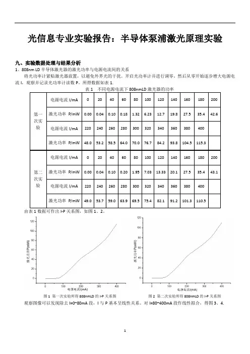 光信息专业实验报告：半导体泵浦激光原理实验 (2)