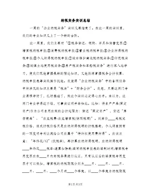 纳税实务实训总结（2篇）