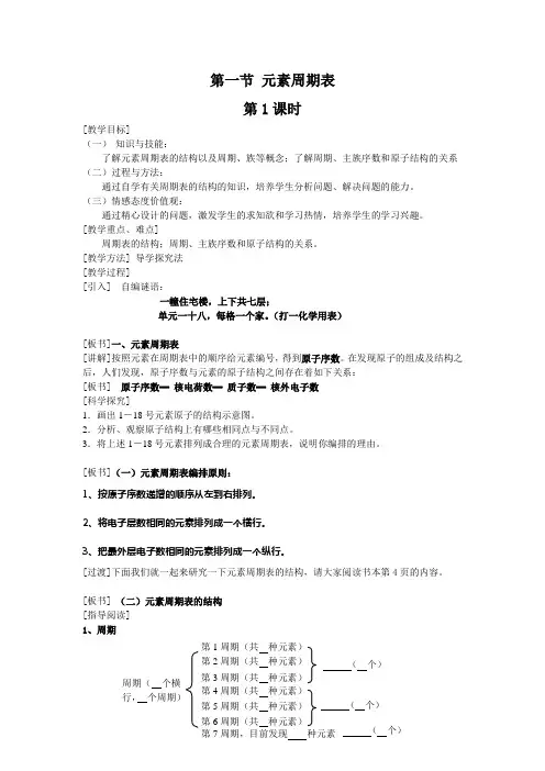 元素周期表教案(第1课时)2