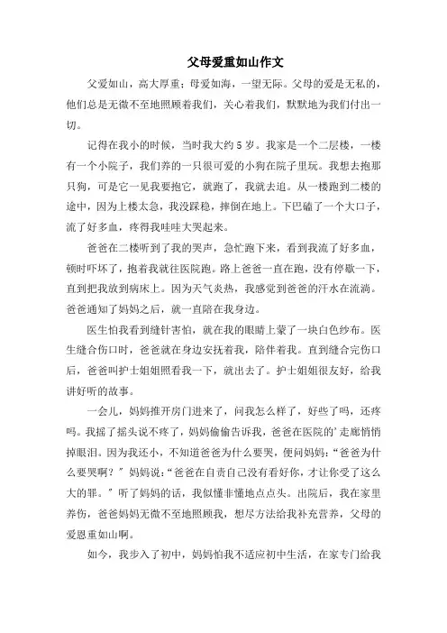 父母爱重如山作文范文精选