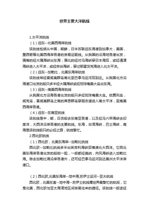 世界主要大洋航线