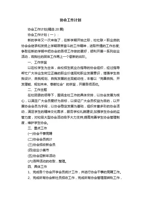 协会工作计划